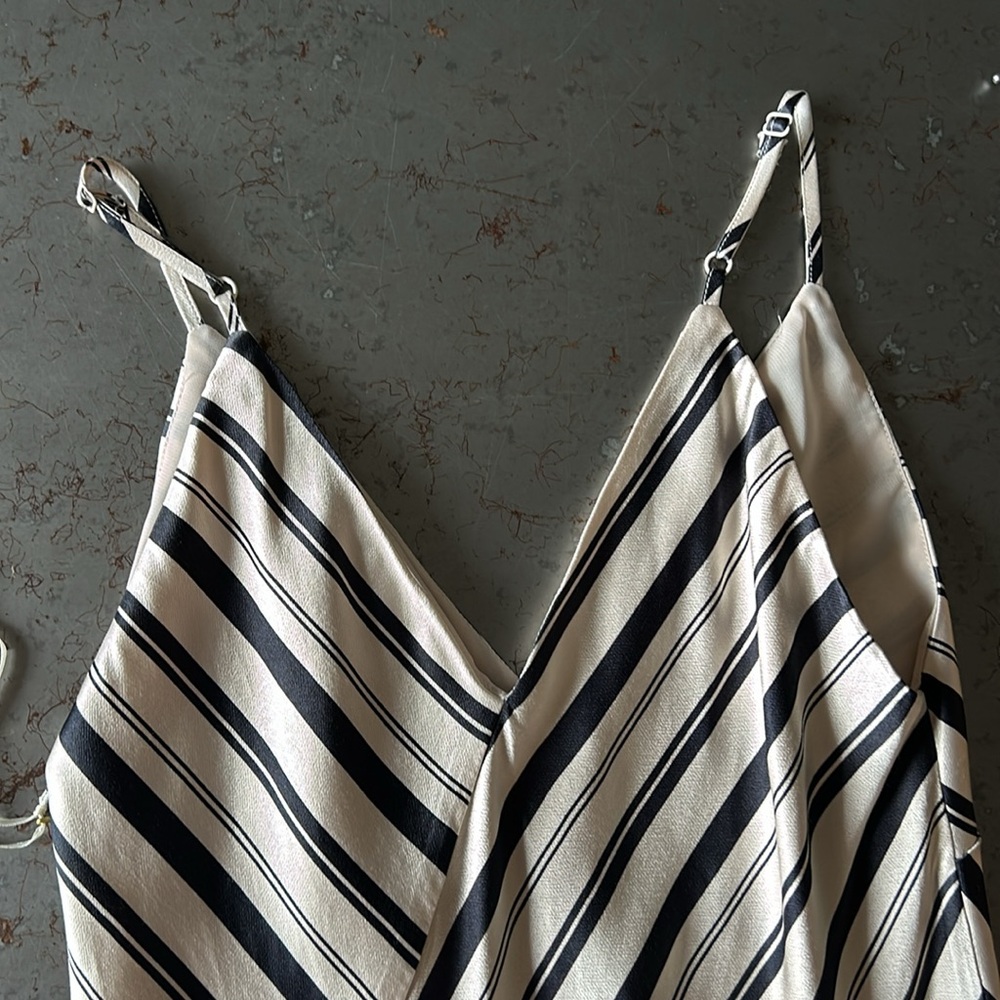 Gold Hawk Midi Stripe Cocktail Slip Dress *NWT*  in Ivory / Black     SMALL - Picture 8 of 10